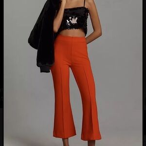 Anthropologie Maeve Pants Women's S Red The Margot Kick Flare Cropped Trouser